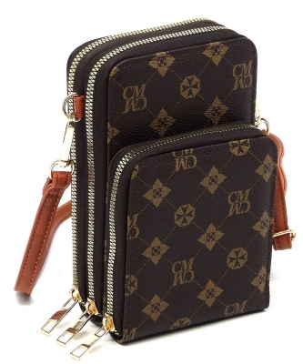 Monogrammed Crossbody Bag Cell Phone Purse CM081 BROWN